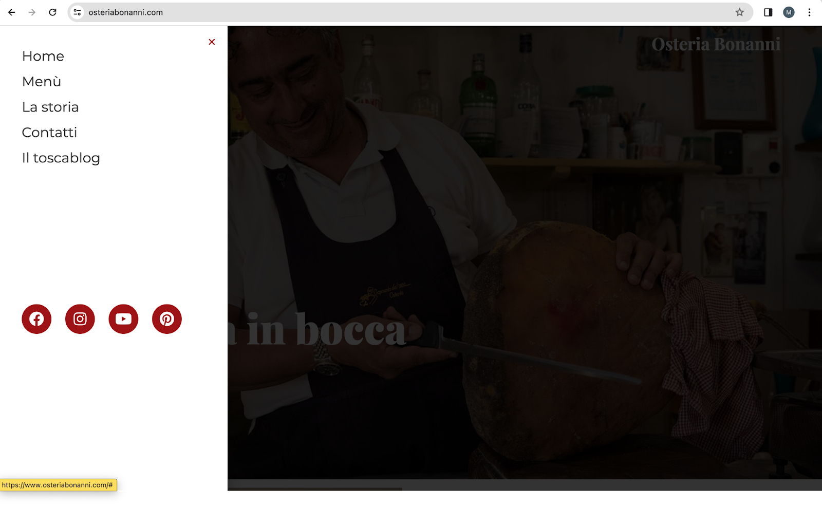 struttura sito web ristorante