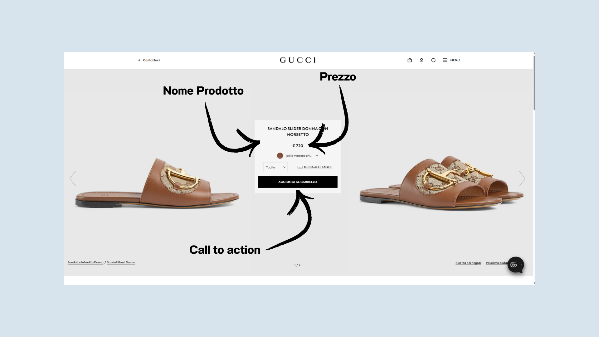 Esempio Scheda prodotto UX Ecommerce